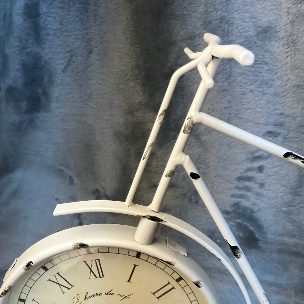Bicycle Metal Clock Rustic French Café Style 1896 Quartz Decor (Clock Works)